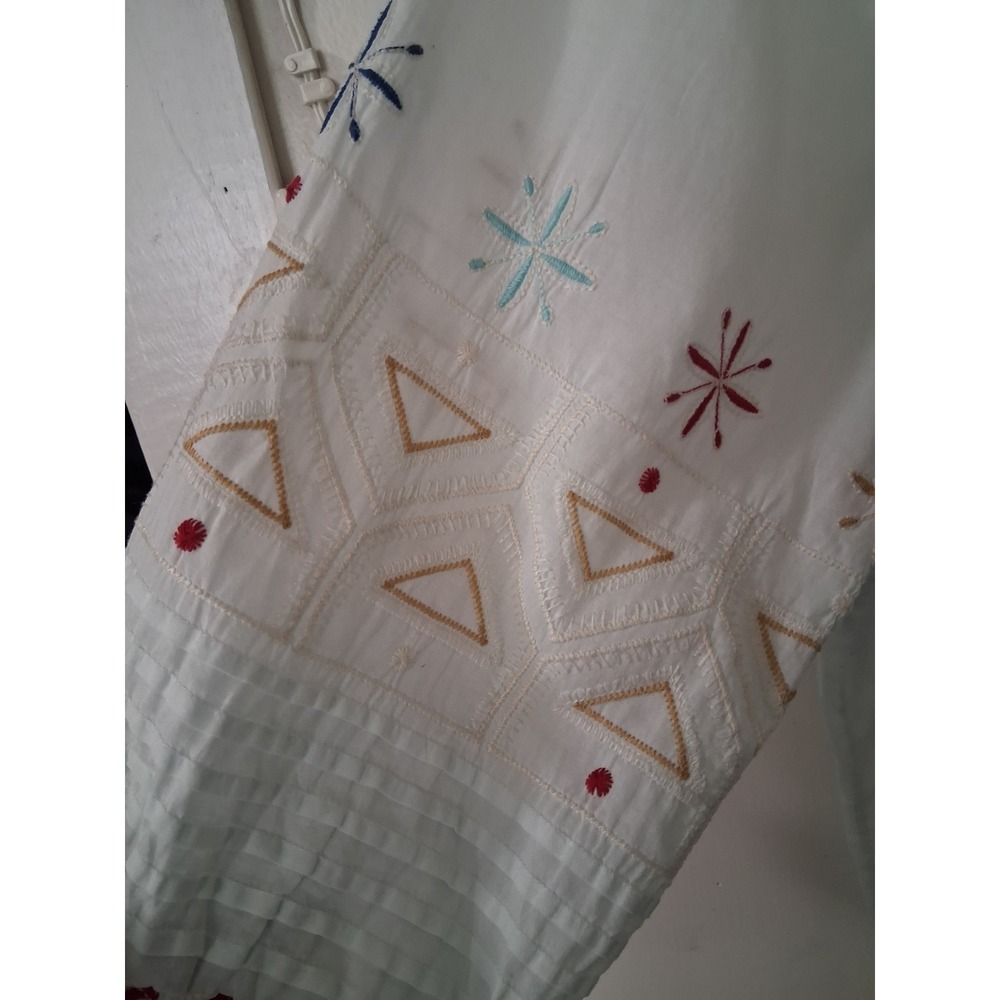 Johnny Was 3J Workshop Mint Green Embroidered Peasant Blouse Boho Top Large - Picture 6 of 6